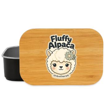 Cute Funny Gifts, Fluffy Alpaca Unbothered - Lunch Box - black - Front