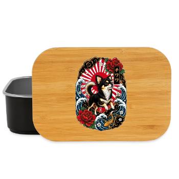 Chihuahua im japanischen Tattoo Style - Lunch Box - Schwarz - Vorne