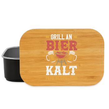 Grillmeister Geschenk Fleisch Wurst & Bier - Lunch Box - Schwarz - Vorne