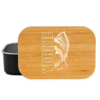 Yorkshire Terrier Porträt mit YORKIE Schriftzug - Lunch Box - Schwarz - Vorne