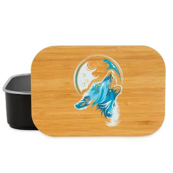 blauer Wolf Mond jaulen Illustration Waldtiere - Lunch Box - Schwarz - Vorne