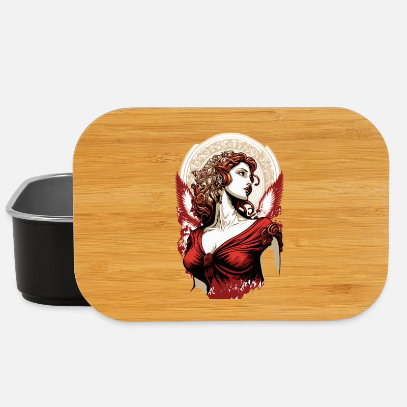 Red Winged Goddess Aphrodite - Lunch Box - black
