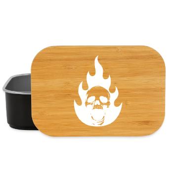 Skull and white flame - Lunch Box - black - Front