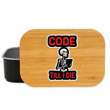 Skelett mit Computer CODE TILL I DIE - Lunch Box - Schwarz - Vorne