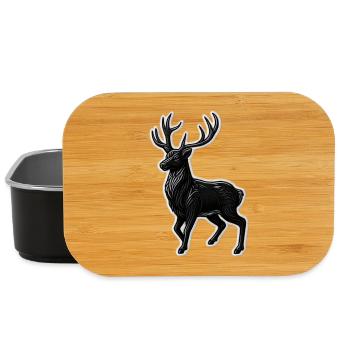 Schwarzer Hirsch Geweih Patchmotiv - Lunch Box - Schwarz - Vorne