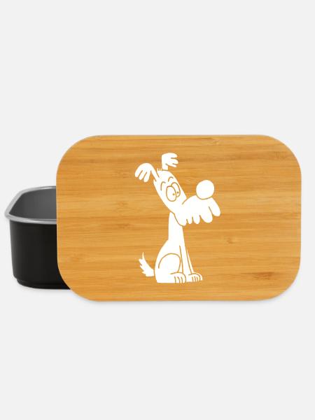Chien blanc rigolo et mignon - Boîte à goûter - noir