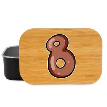 Number 8 Number Eight Motif Brown - Lunch Box - black - Front