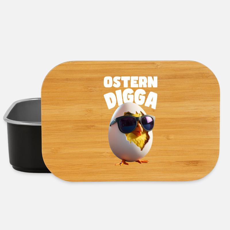 Witziges Ostern Digga Design mit Küken und Ei - Lunch Box - Schwarz