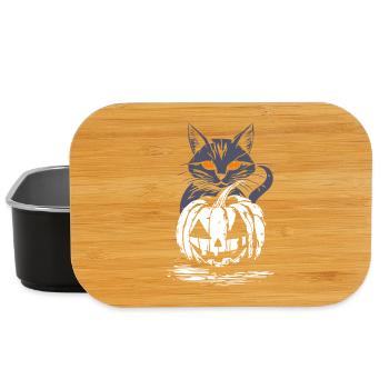 Schwarze Katze mit Kürbis - Halloween Design - Lunch Box - Schwarz - Vorne