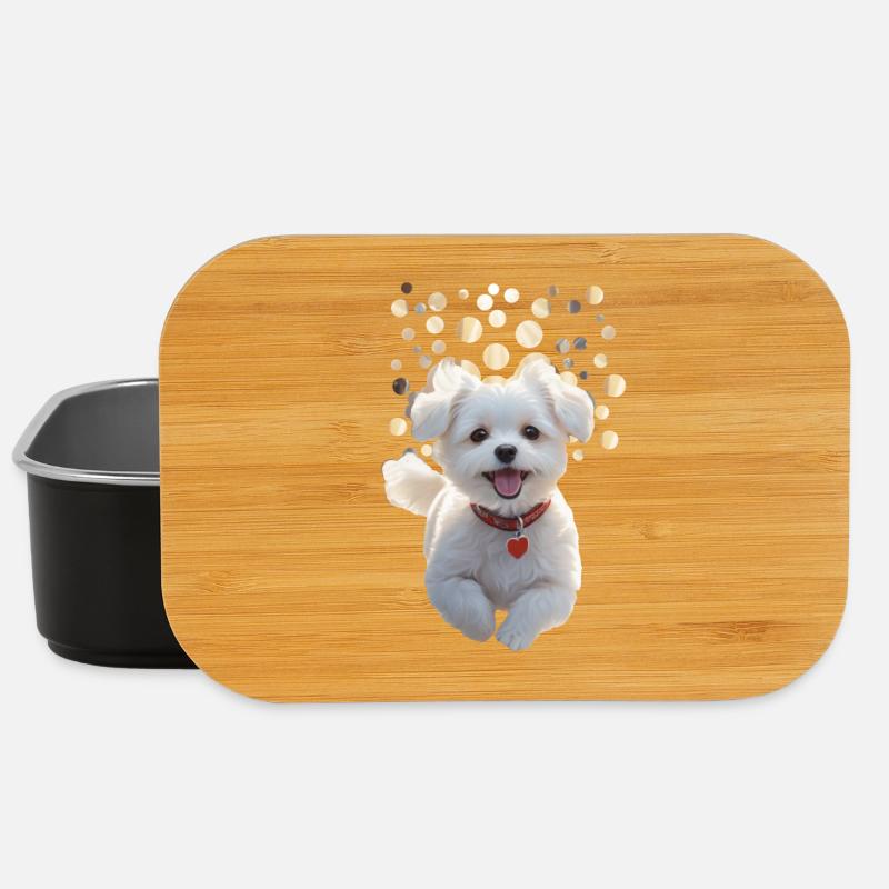 Drôle de petit chiot qui saute vers vous - Boîte à goûter - noir