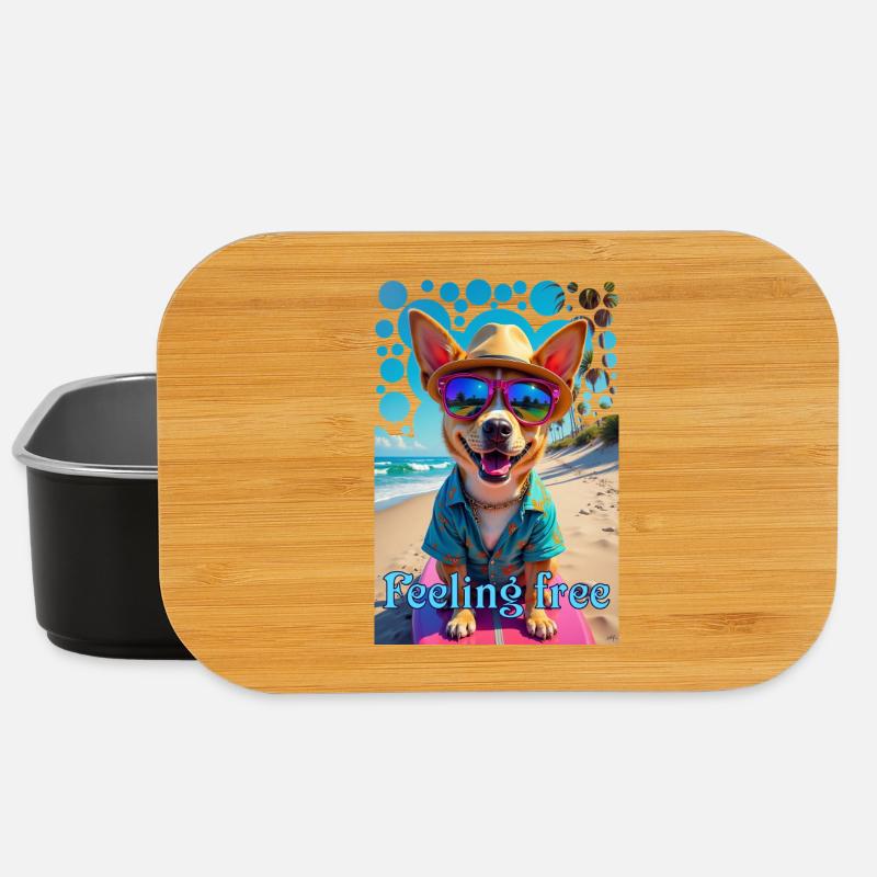 Lustiger Hund mit Brille beim Surfen Strandurlaub - Lunch Box - Schwarz