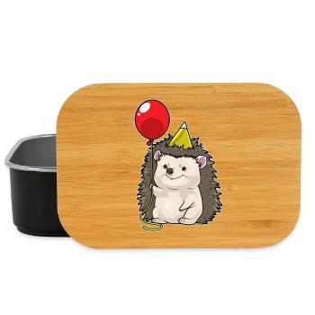Hedgehog Birthday Balloon - Lunch Box - black - Front