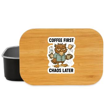Kaffee zuerst Eule - Lunch Box - Schwarz - Vorne