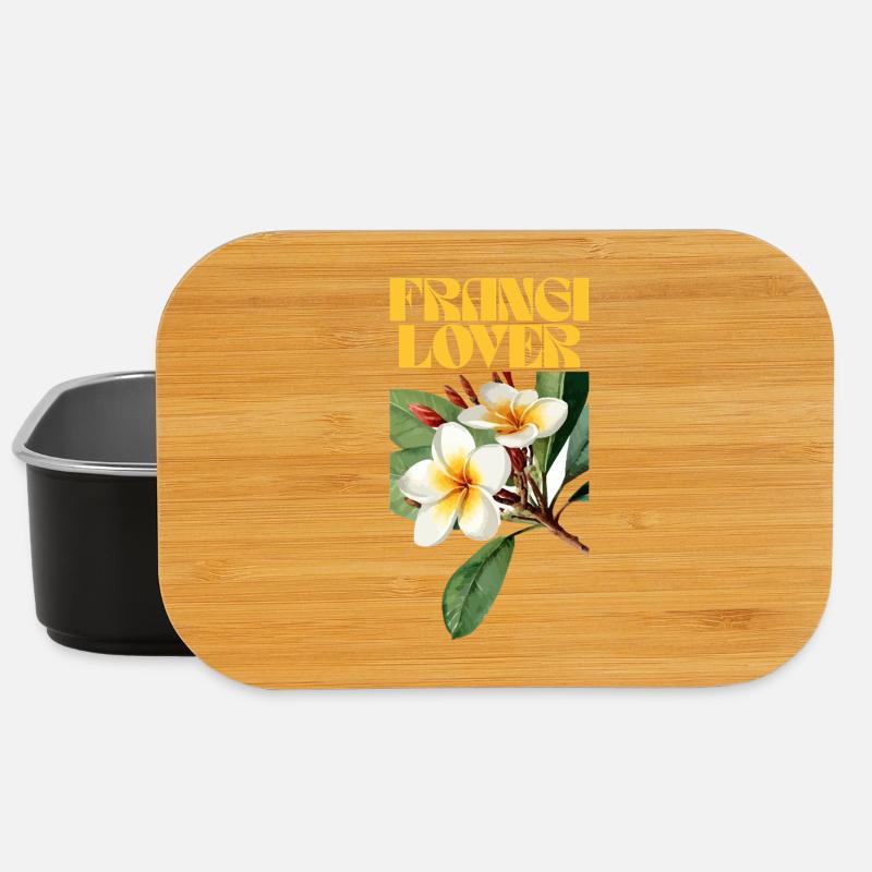 Frangipani Flower Botanical Design - Lunch Box - black