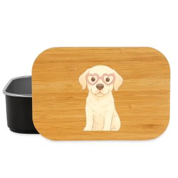 Verspielter Hund mit Herzbrille - Lunch Box - Schwarz - Vorne