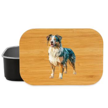 Australian Shepherd - Cooles Low Poly Logo - Lunch Box - Schwarz - Vorne