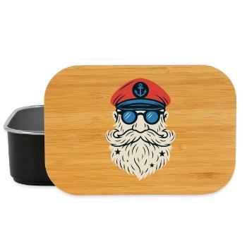 Hipster rocker beard motorcycle skull gift - Lunch Box - black - Front