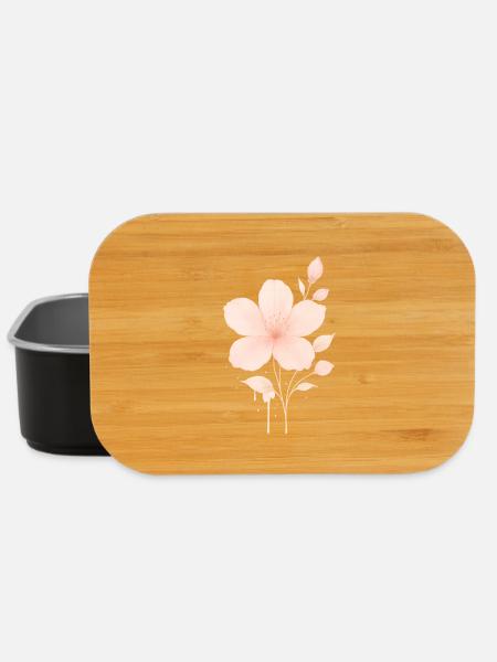 Peach Rosé Blossoms Watercolor - Lunch Box - black