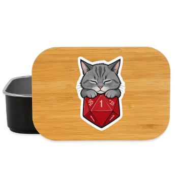 Schlafende Baby Katze auf W20 Würfel – Cartoon - Lunch Box - Schwarz - Vorne