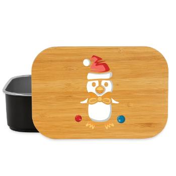 Weihnachtspinguin mit Mütze und Kugeln - Lunch Box - Schwarz - Vorne