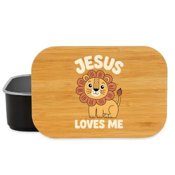 Jésus chrétien m’aime lion mignon - Boîte à goûter - noir - Devant