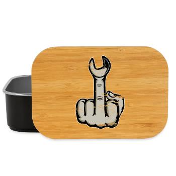 Middle Finger Stinky Finger Wrench Design - Lunch Box - black - Front