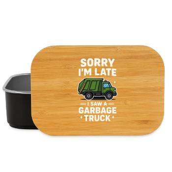 Sorry I'm Late - I Saw A Garbage Truck - Lunch Box - black - Front