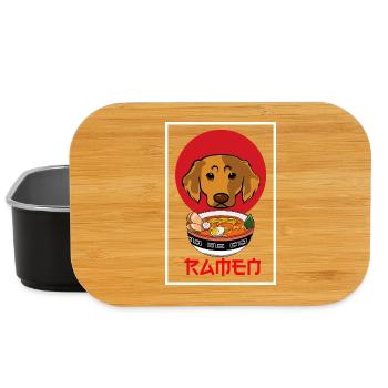 Golden Retriever Ramen Cute Dog Japanese Noodle - Lunch Box - black - Front