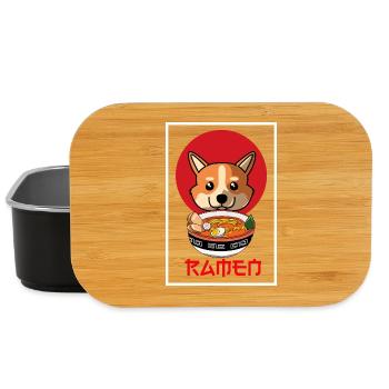 Kawaii Corgi Ramen Japanese Food Art Dog Gift - Lunch Box - black - Front