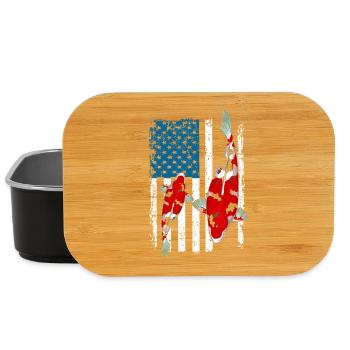 Patriotic Koi Fish USA Flag Pond Life Pride - Lunch Box - Schwarz - Vorne