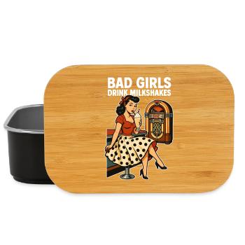 50s Pin-Up: Bad Girls Drink Milkshakes Rockabilly - Lunch Box - black - Front