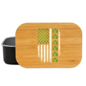 Irish Shamrock American Flag - Lunch Box - black - Front