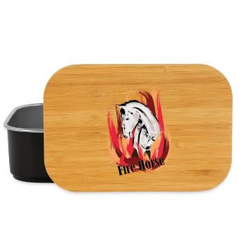 Feuerpferd – Illustration mit Flammen - Lunch Box - Schwarz - Vorne