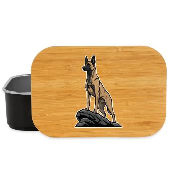 Belgian Shepherd Malinois Dog on Rock Portrait - Lunch Box - black - Front