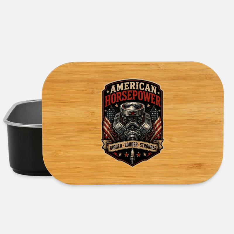 V8 Motor US-Car Horsepower Amerika Oldtimer - Lunch Box - Schwarz