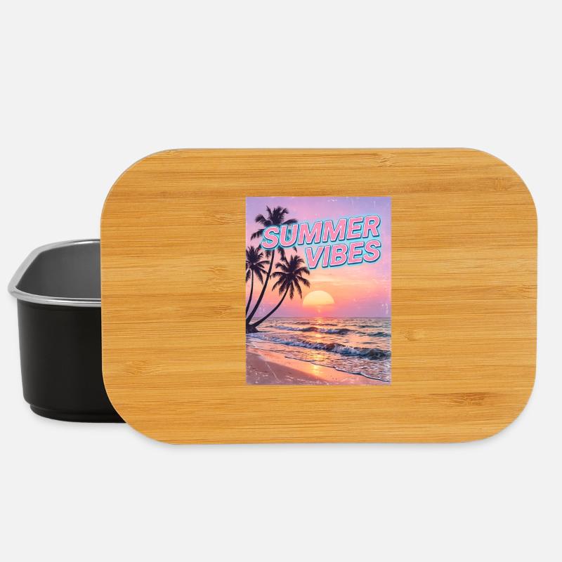 Sommervibes Retro Sunset Beach - Lunch Box - Schwarz