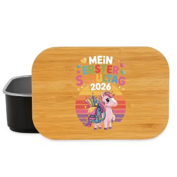 Mein Erster Schultag 2026 Einhorn Schulanfang - Lunch Box - Schwarz - Vorne