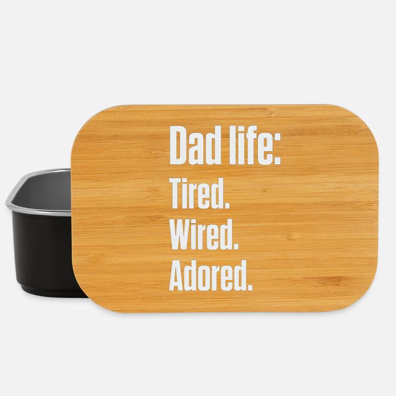 Tired Wired Adored Dad - ND Father's Day Gif - Lunch Box - black