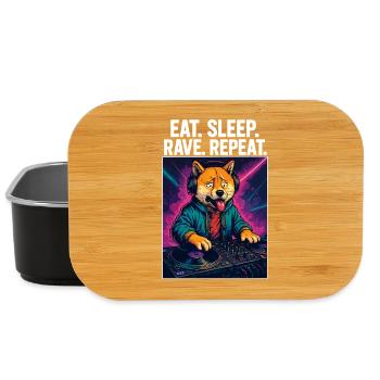 Shiba Inu DJ: Eat Sleep Rave Repeat Streetwear - Lunch Box - Schwarz - Vorne