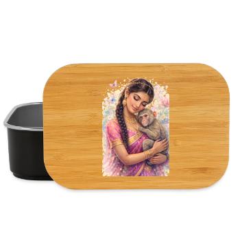 Indian Spring - Portrait with Little Monkey - Lunch Box - black - Front