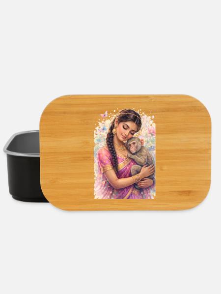 Printemps indien - Portrait avec le petit singe - Boîte à goûter - noir