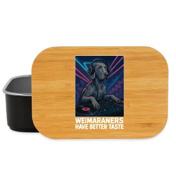 DJ Weimaraner : Élégant en boîte avec un casque - Boîte à goûter - noir - Devant