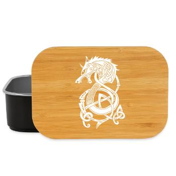 Viking Wolf Dragon (White) - Lunch Box - black - Front