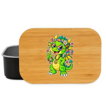 Dragon hippie avec bandana arc-en-ciel - Boîte à goûter - noir - Devant