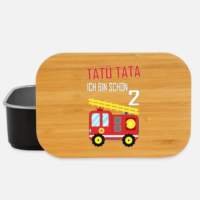 Feuerwehr Tatü Tata Ich bin schon 2. Geburtstag - Lunch Box - Schwarz