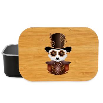 Steampunk Panda Bear avec chapeau cylindre et lunettes - Boîte à goûter - noir - Devant