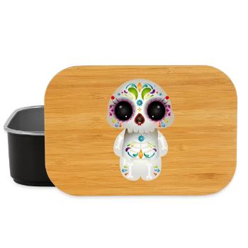 cute sugar skull with colorful ornaments - Lunch Box - black - Front