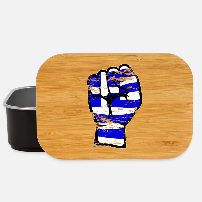 Griechenland Flagge Faust Hand Symbol used - Lunch Box - Schwarz