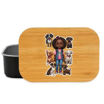 Girl with dog group motif - Lunch Box - black - Front