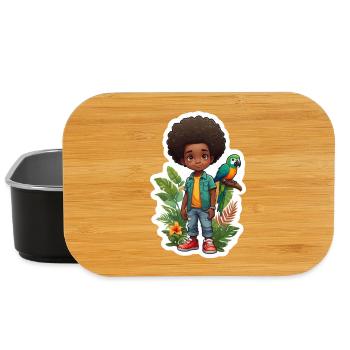 Kind mit Papagei umgeben von tropischer Natur - Lunch Box - Schwarz - Vorne
